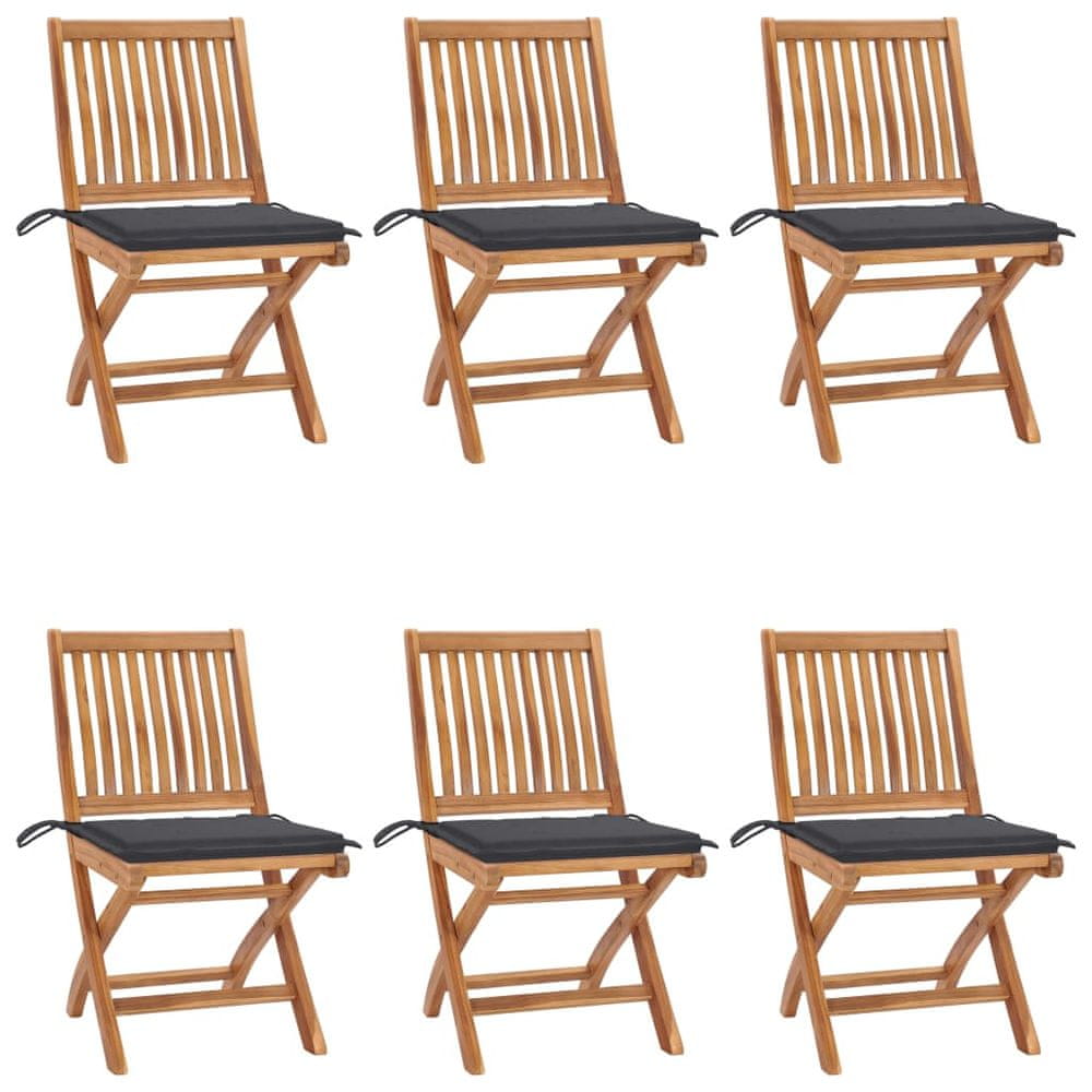 Petromila vidaXL Skladacie záhradné stoličky s podložkami 6 ks tíkový masív